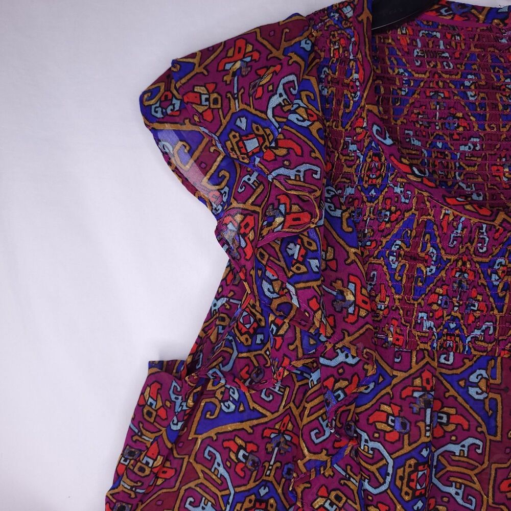 Meadow Rue Anthropologie Top 0 Colorful Patterned Ruffle Sleeveless - Picture 3 of 11